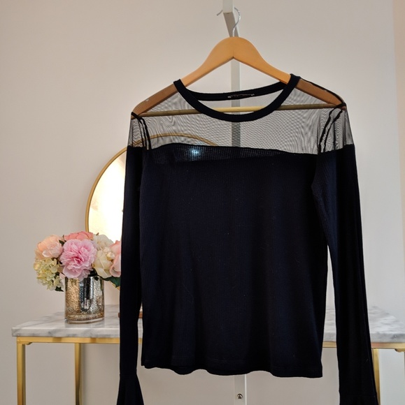 Zara Tops - Zara Mesh Long Sleeve Blouse